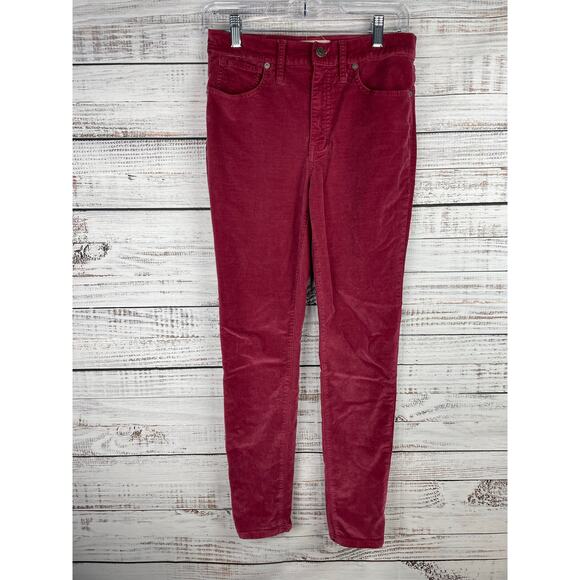Madewell 10” High Rise Skinny Jeans Red Velvet 27 Soft Stretch Modal Career - Picture 1 of 8